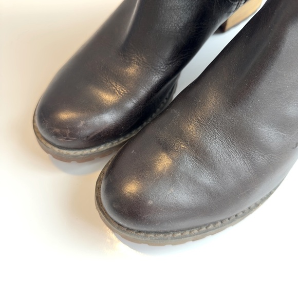 Timberland Riding Boots Brown Coffee Suede Leather Zipper Rugged Sole - Picture 4 of 9